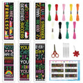 INFUNLY 6Pcs Inspirational Words Cross Stitch Bookmark Kits 8"x2.4" DIY Encourage Texts Embroidery Bookmark Kits for Beginners with Instruction Motivational Bookmark Making Kit for Students - style: 6Pcs Inspirational Words