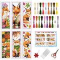INFUNLY 6pcs Fox Cross Stitch Bookmark Kit for Beginners DIY Leaf Flower Stamped Embroidery Bookmark Kits Pumpkins Needlepoint Kit with Instruction Animal Easy Cross Stitch Set for Book Lovers Readers - style: Fox