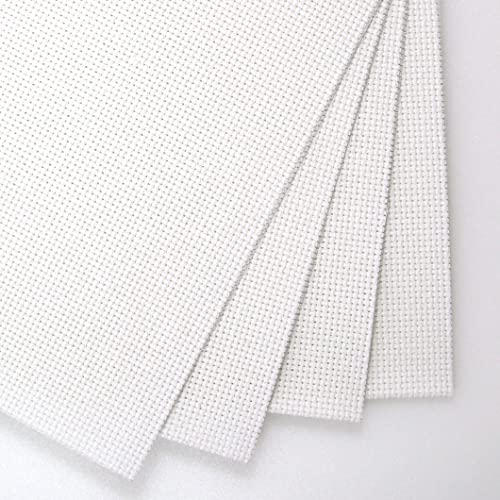 KCS 4/6 pc of 12" x 18" 30cmx45cm 16CT Counted Cotton Aida Cloth Cross Stitch Fabric (White, 4 pc) - color: White, size: 4 pc