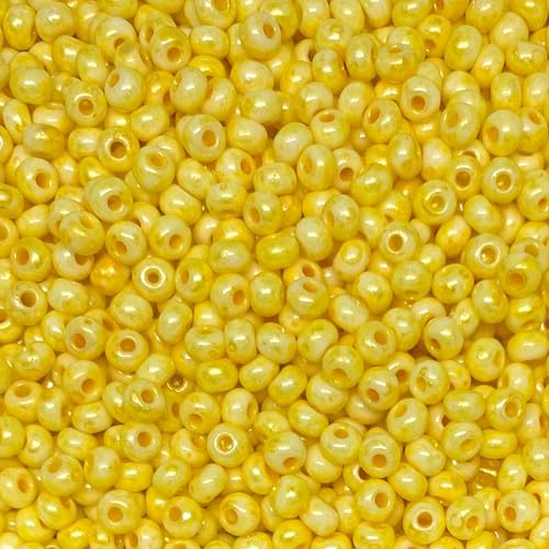 Czech 6/0 Glass Seed Beads 20 Grams 280 Pcs (Light Yellow) - color: Light Yellow