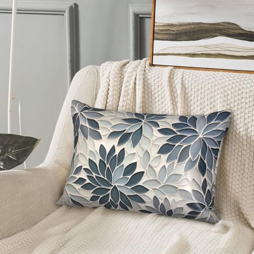 Satin Pillowcase for Hair and Skin Abstract Modern Blue-Gray Floral Super Soft and Cooling Similar to Silk Pillow Case 1 Pack with Hidden Zipper Silky Soft Zippered Satin Pillowcase20 x30 - color: Abstract Modern Blue-gray Floral