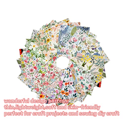 Charm Packs Fabric for Quilting 42Pcs 5'' Precut Fabric Quilt Squares Cotton Bundles for Sewing Floral Printed Squares - size: 5 x 5 Inch