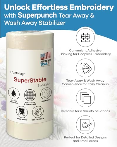 Superpunch Adhesive Peel and Stick Tear Away Stabilizer, 8 in x 25 yd - size: 8" x 25 yards roll