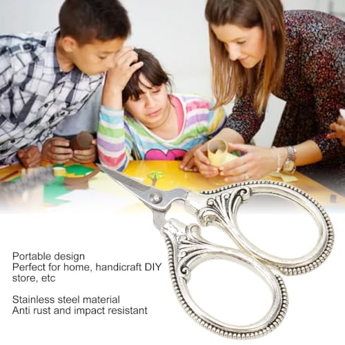 Stainless Steel Scissors Little Portable Vintage Embroidery Scissors for Sewing Crafts Artwork Cross Stitch Cutting Handmade DIY Tools(Silver bronze) - color: Silver Bronze
