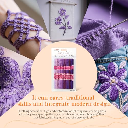 12 Skeins Embroidery Floss, 105 Yards Purple Embroidery Thread - color: Purple Series