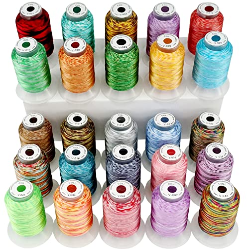 New brothread 25 Colors Variegated Polyester Embroidery Machine Thread Kit - color: 25Colors×500M