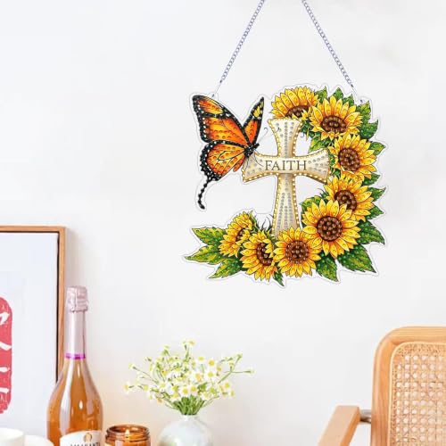 ARPADAMO Cross Diamond Art Kits for Adults, Acrylic Hanging Suncatcher - color: DP05093