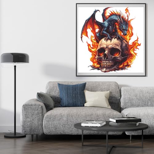 Moohue Stamped Cross Stitch Kits for Adults Animal Dragon and Skull 14CT Pre Printed Cross Stitch Kits for Beginners (Animal Dragon and Skull) - color: Animal Dragon and Skull