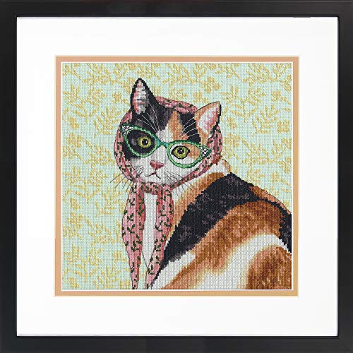 Dimensions 70-35395 Mama Cat Counted Cross Stitch Kit, 14 Count Light Green Aida Cloth, 11'' x 11''