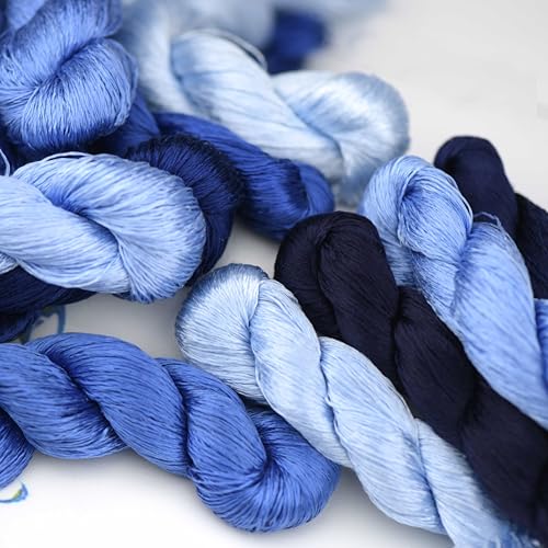 Natural 100% Silk Thread, Handmade Embroidery Thread Silk Floss 12 Colors 110m Each (20) - color: 20