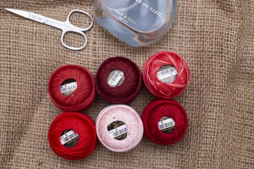 6 Balls Premium Pearl Cotton Embroidery Thread Size 8 | 100% Egyptian Cotton Crochet Yarn | Cross Stitch Embroidery Yarn | Oeko TEX Certified | 10 Grams per Ball (Red Tones) - color: Red Tones