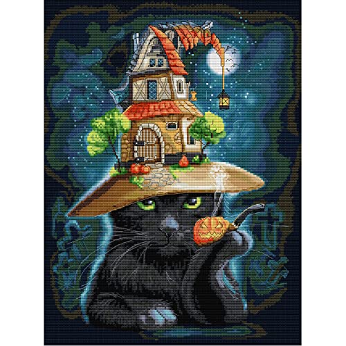 Svarog Stamped Cross Stitch Kits Beginners Full Range of Embroidery Patterns Starter Kits for Adult or Kids DIY Cross Stitches Needlepoint Kits 14CT-Cat Wizard 3，14.17x18.5 inch - color: Cat wizard 3，14.17x18.5 inch