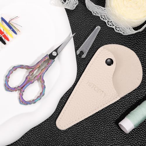 Small Sewing Scissors, Sharp Tip Precision Shears with Cover - color: Rainbow