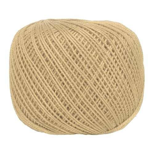MECCANIXITY Crochet Thread Pearl Cotton Size 3 Khaki Pearl 164 Yards for Crocheting Tatting Knitting Embroidery Sewing - color: Khaki