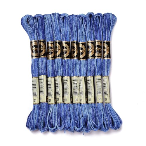 FASHEWELRY 10 Skeins Embroidery Floss Friendship Bracelet String Threads 6-Ply 0.5mm Dark Blue Cross Stitch Embroidery Thread for Sewing Bracelet Making Stitching Crafts - color: Dark Blue, size: 0.5mm