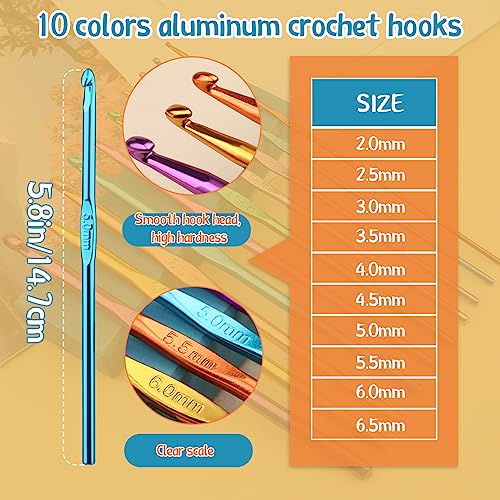 IMZAY 110 Pcs Crochet Hooks Set 0.6–6.5mm Crochet Needles for Yarn - color: Black, size: 110 Pcs