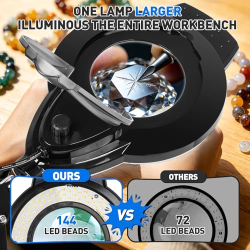 KIRKAS LED Magnifying Lamp with Clamp, 2,200 Lumens Dimmable 35in 12X - size: 35in
