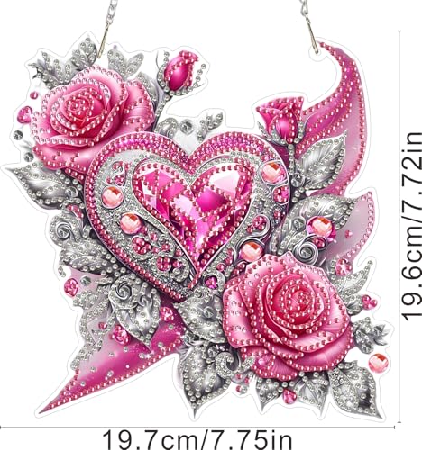 ZeeLionArt Hanging Diamonds Art kit for Adult,DIY Valentine's Day Pendant Diamond Painting Art,7.7x7.7in Acrylic Diamonds Painting Board Kit Ornament, Special Crystal Diamond Hanging Ornament - color: DP02299