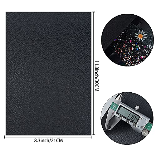Litchi 6 Pack 8x12 Inch Faux Leather Sheets for Bow Earring, Easy to Cut Vinyl Fabric for Cricut, Durable Fade Resistant Leatherette Without Smell, Black - color: Black Mix