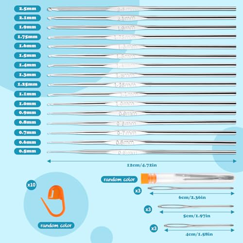 16 Pcs Lace Crochet Hooks Set, 0.5mm-2.5mm Small Crochet Hooks - size: 33 PCS