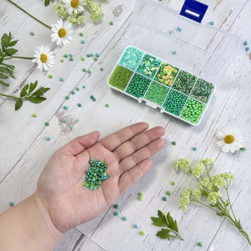 Green Glass Seed Beads for Jewelry Making and Crafts - color: Green