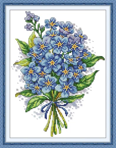 CaptainCrafts Cross Stitch Kits Snowman Counted Unprinted Fabric Cross Stitching DIY Needlecrafts Embroidery Kit for Adults Beginner (White, Botany Flowers) - color: Botany flowers, style: White