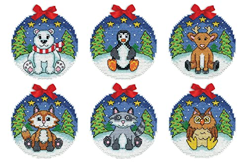 Design Works Crafts Rustic Animals Counted Cross Stitch Ornament Kit - Set of 6