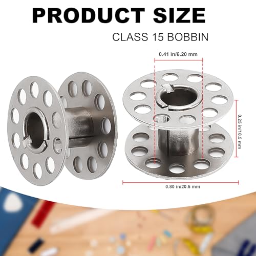 Metal Class 15 Sewing Machine Bobbins, 28 PCS, Universal Replacement Parts