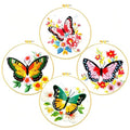 Zhenqing Butterfly Embroidery Kit 11.4x11.4 Inch - Complete Embroidery Set with Fabric, Threads, Needles & Hoop - Beginner-Friendly DIY Craft Kit for Adults (C0040) - color: C0040