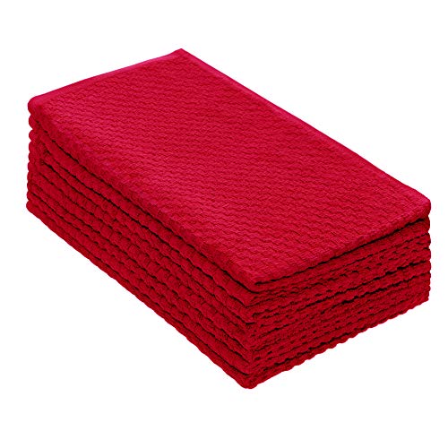 COTTON CRAFT Amazing Kitchen Towels - 8 Pack 100% Cotton Waffle Terry Towel - color: Red, size: 8 Pack