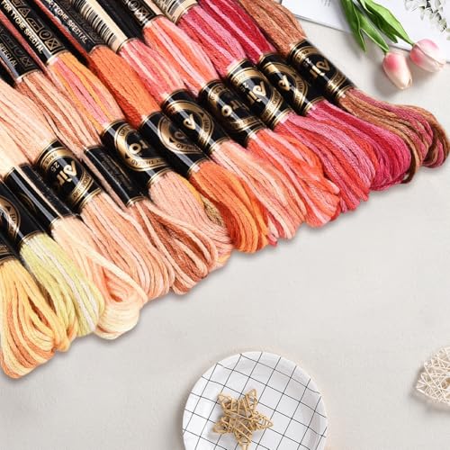 12 Skeins 105 Yards Cross Stitch Floss Colorful Embroidery Thread 6 Ply Variegated Friendship String Polyester Threads Bulk for Sewing Making Bracelets Clothes Stitching Decor Craft DIY - color: Color Mixing