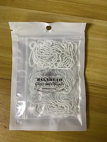 11/0 Glass White Color Seed Beads Hanks (1 Hank 3 Meters) Total 3 String Hanks About 6000pcs, 9 Meters String Seed Beads Strand Hanks (White) - color: White