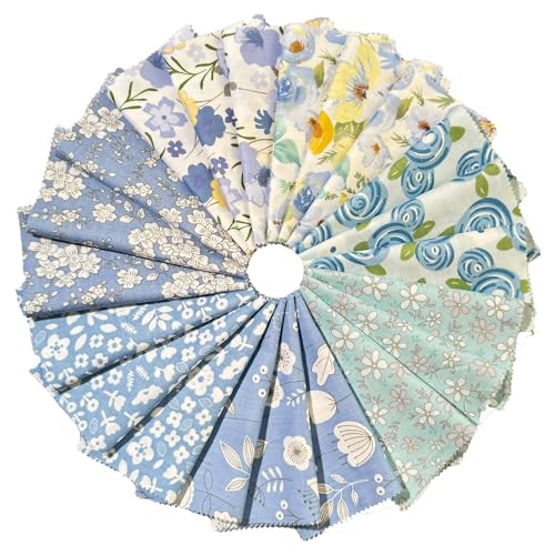 100% Cotton Boys Fabric Squares,5 Inch Quilting Supplies Clearance Blue Floral Fabric Precut Bundles for Sewing Project and DIY Crafts(42Pcs) … - color: Color-1