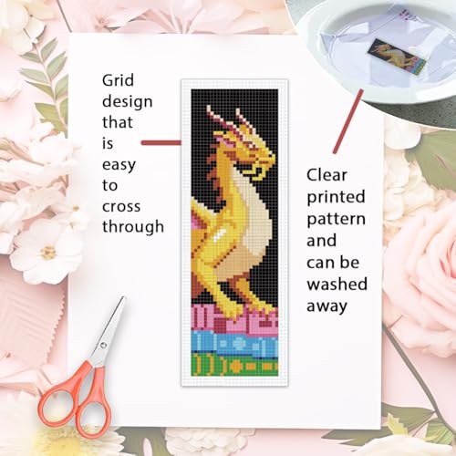 ORIGACH 6 Set Dragon & Book Cross Stitch Bookmark Kit for Beginner - style: Dragon & Book