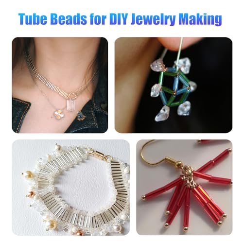 Ybxjges 4800Pcs 7mm Tube Beads Kit with 28 Colors Glass Bugle Seed Beads Small Craft Beads for DIY Bracelet Necklaces Jewelry Making