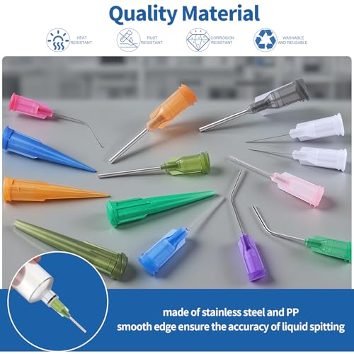 136Pcs 4 Style Blunt Tip Dispensing Needles Assortment Set, All Gauge Stainless Steel Syringe Needles for Refilling Liquid Inks Glue Applicator, Christmas Crafts Supplies