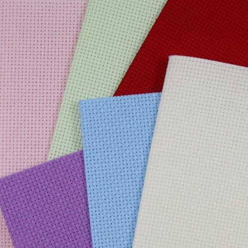 KCS 6 pc of 12" x 18" (30cmx45cm) 14 Count Cotton Aida Cloth Cross Stitch Fabric (14CT-E) - color: 14ct-e