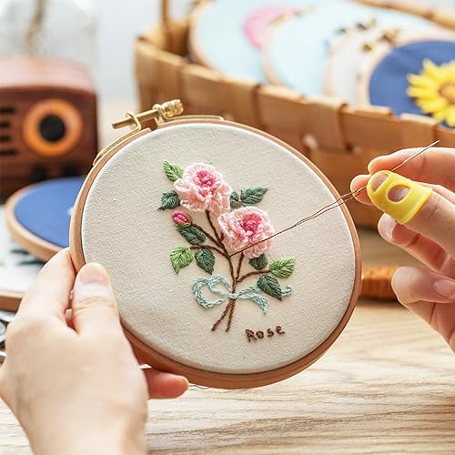 3 Pack Beginner Embroidery Kit for Adults with Tools & Instruction - color: White - 2, size: White - 2 - Small