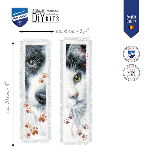 Vervaco Cross Stitch Bookmark Dog and Cat (Set of 2) 2.4" x 8" PN-0155651 - size: 6 x 20 x 0,3 cm