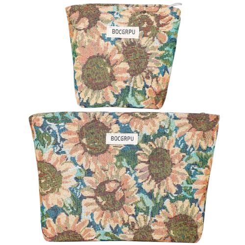 Large Storage Capacity Toiletry Bag Oil Painting Sunflower Make up Pouch - color: Sunflower Oil Painting