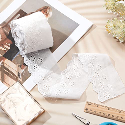GORGECRAFT 7.5 Yards Cotton Lace Trim Eyelet Embroidery Fabric Curtain Tablecloth Slipcover Bridal DIY Clothing/Accessories for DIY Craft Sewing Wedding Decoration 80Mm Wide - size: 7.5 Yards;80mm wide