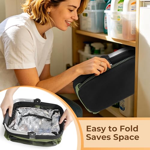 PGmoon Foldable Cleaning Caddy with Rotate Handle and Multi-Pockets