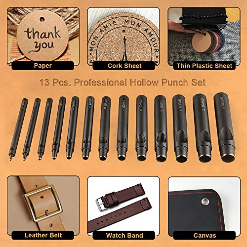OWDEN Professional 13 Pcs Leather Hole Punch Set, Slim Style.1.0-12MM