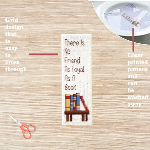 FREEBLOSS 6 Set Cross Stitch Bookmark Kit Books Pattern 6 * 20CM - style: Books Text