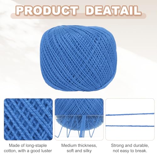 MECCANIXITY Crochet Thread Pearl Cotton Size 3 Dark Blue 2 Rolls 164 Yards for Crocheting Tatting Knitting Embroidery Sewing - color: Dark Blue