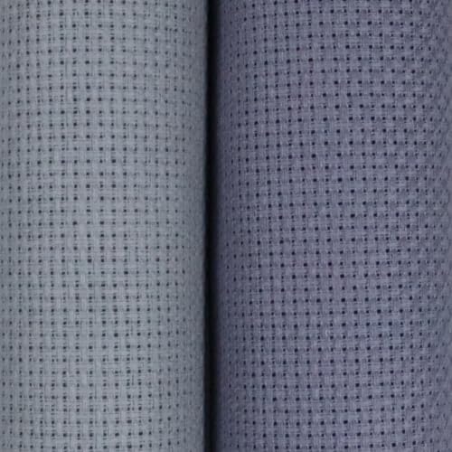 KCS 2 pc of 15" x 18"(38cmx45cm) 16 Count Cross Stitch Cotton Aida Cloth Needlework Fabric Box (Light Grey+Light Steel Grey,16CT) - color: Light Grey+light Steel Grey, size: 16CT
