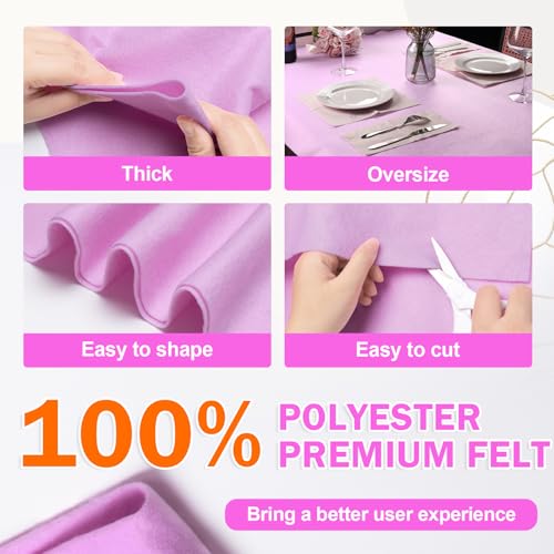 XSEINO Light Purple Large Felt Fabric 108" X 36 "(3 Square Yards), 1.4 mm Thick Soft Felt Fabric Sheet for Crafts, Purple Series Colors Soft Nonwoven Fabric, Fit for Decoration, Sewing, DIY Crafts - color: Light Purple