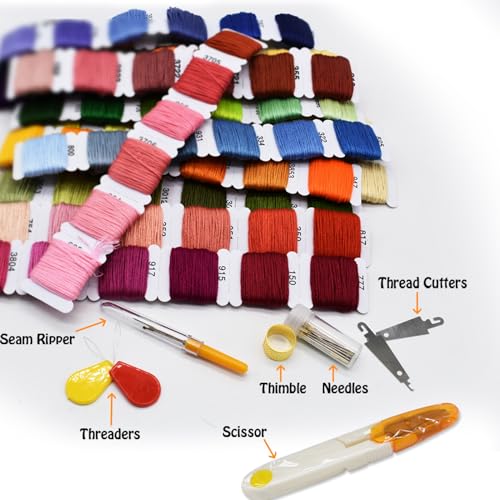 Embroidery Floss Thread Kit 100％ Cotton Floss Bobbins and Cross Stitch Kit Bracelets Floss Crafts Floss (96 Color) - color: 96 Color