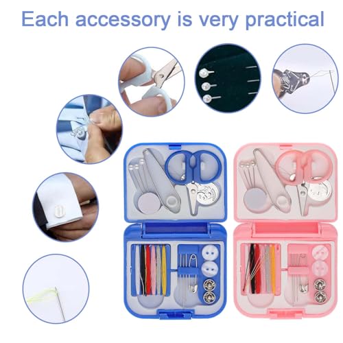 2 Pack Mini Travel Sewing Kit, Portable Sewing Kit, Emergency Sewing Travel Small, Beginners DIY Sewing Thread Needle Threader Scissors Kit for Women, Mom, Traveler, Adults, Beginner