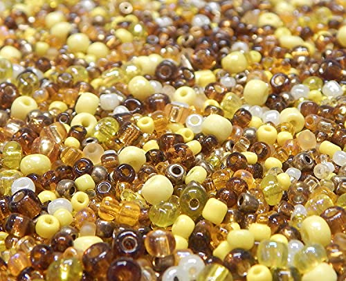 Perlin Glass Seed Beads 2mm 3mm 4mm Round Pony Beads Pack of 3000 Mixed Size, Colour Mix for Jewelry Making Earrings Bracelets Pendants Waist DIY Handmade (Brown) - color: Brown